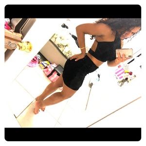 Suede skirt set